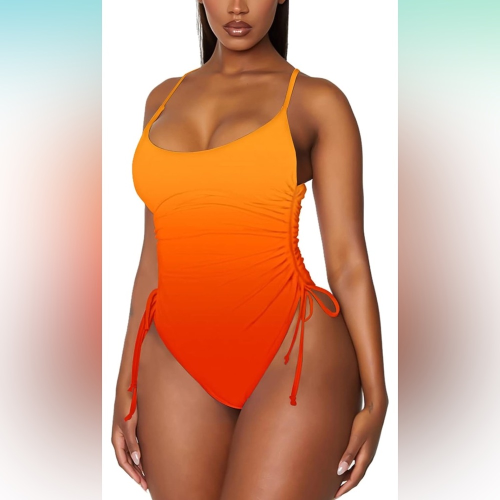 Viottiset Women's Ruched High Cut One Piece Swimsuit Tummy Control